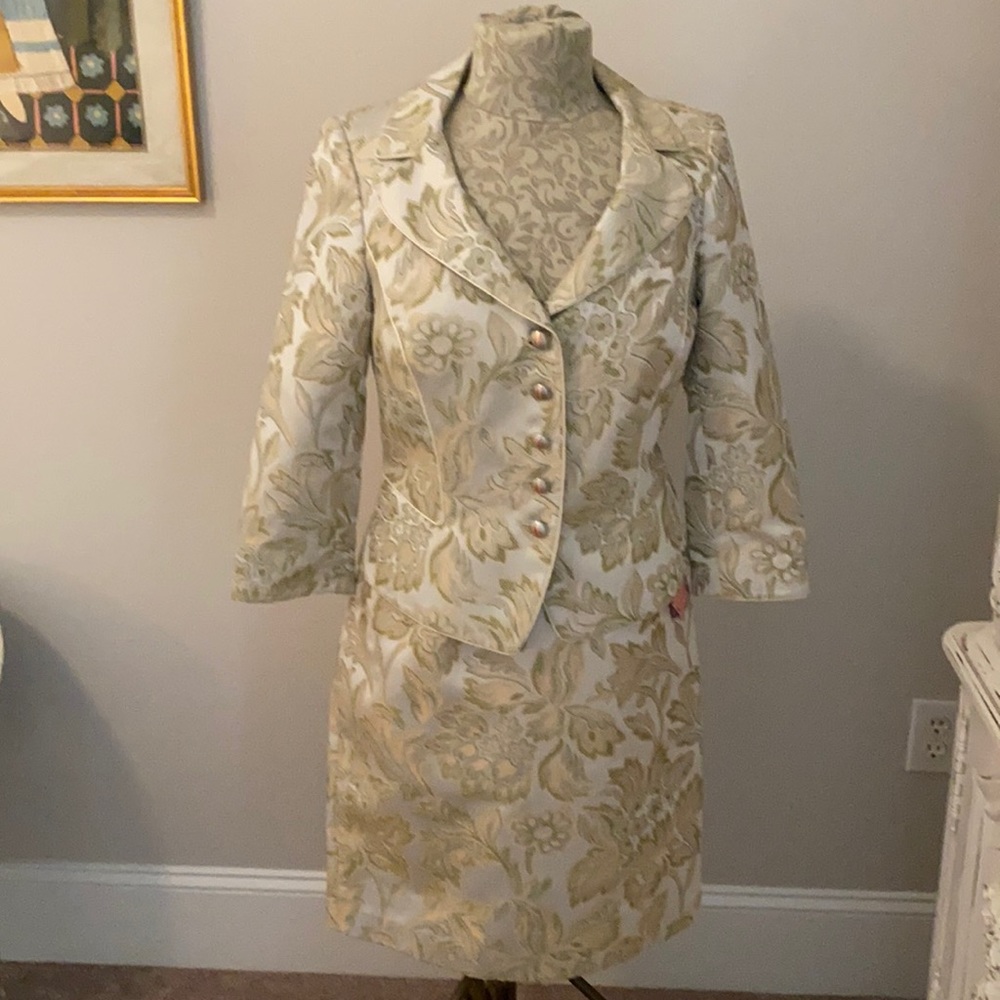Caslon Satin brocade suit.